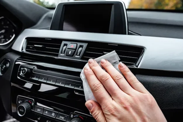 young woman hands cleaning dust car by white wet cloth 176402 9560