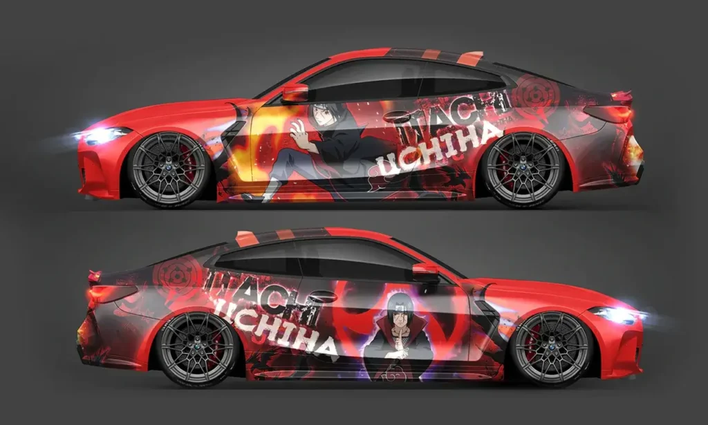 design car wrap anime character style itasha design anime girl racing car wrap