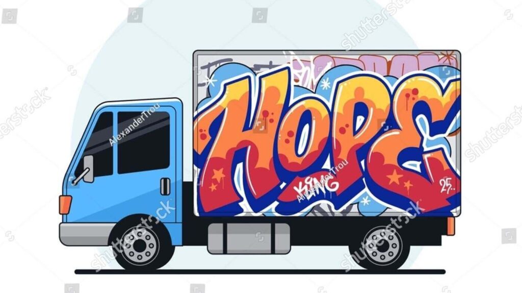 stock vector cartoon truck covered in graffiti graffiti on transport isolated on white background ideal for t 2538303947 1 1 e1734891147683